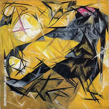 Cat Rayonist Perception in Pink Black and Yellow 1913 By Natalia Goncharova