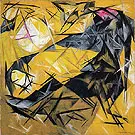 Cat Rayonist Perception in Pink Black and Yellow 1913 By Natalia Goncharova