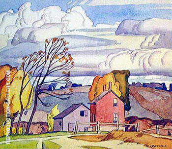 Old Farm House by A J Casson | Oil Painting Reproduction