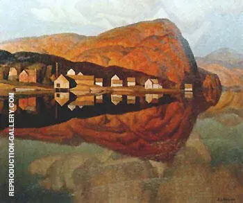 Village at Sundown By A J Casson