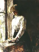 by the Window Portrait of Olga Trubnikova 1886 By Valentin Serov