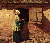 A Peasant Woman by a Barn By Anton Mauve