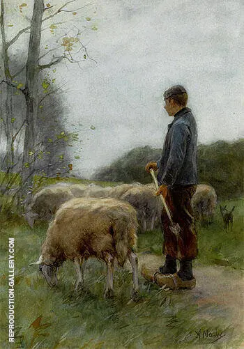 A Shepherd and His Flock By Anton Mauve