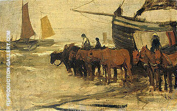 Towing into Sea of a Fishing Boat | Oil Painting Reproduction