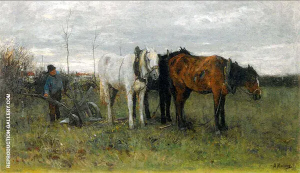 A Ploughing Farmer By Anton Mauve