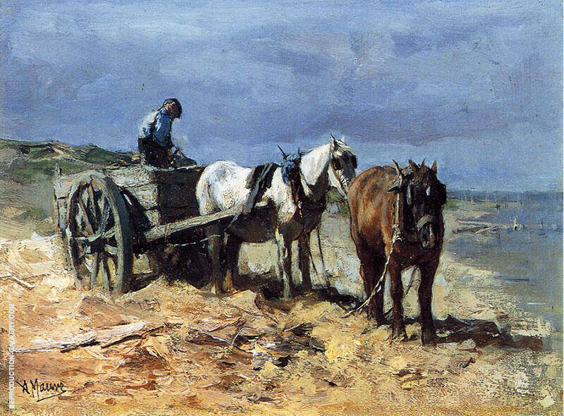 A Team and Pull Cart by Anton Mauve | Oil Painting Reproduction