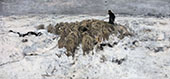 Flock of Sheep with Shepherd in the Snow c1878 By Anton Mauve