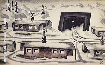 Houses in Snowy Winter Landscape 1920 By Charles Burchfield