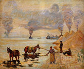 Horses in the Sand at Ivry By Armand Guillaumin