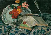 Nature Morte Fleurs Faience Livres 1872 By Armand Guillaumin
