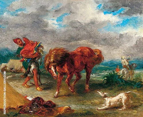 Arab about to Saddle His Horse 1857 By Eugene Delacroix