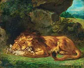 Lion Devouring a Rabbit 1856 By Eugene Delacroix