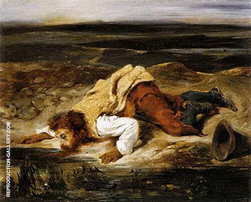 A Mortally Wounded Brigand Quenches his Thirst c 1825 By Eugene Delacroix