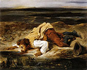 A Mortally Wounded Brigand Quenches his Thirst c 1825 By Eugene Delacroix