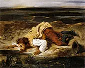 A Mortally Wounded Brigand Quenches his Thirst c 1825 By Eugene Delacroix