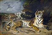 A Young Tiger Playing with its Mother 1830 By Eugene Delacroix
