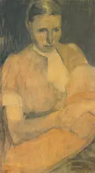 Peasant Woman Nursing her Baby 1898 By Paula Modersohn-Becker