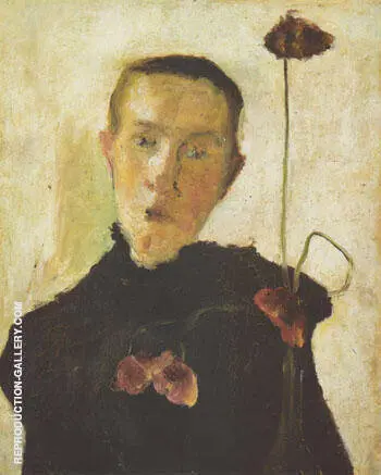 Woman with Poppy 1898 By Paula Modersohn-Becker