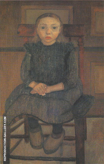 Worpswede Peasant Girl on a Stool 1905 | Oil Painting Reproduction