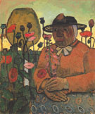 Old Woman from the Poorhouse in the Garden with a Glass Ball Poppies 1907 By Paula Modersohn-Becker