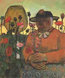 Old Woman from the Poorhouse in the Garden with a Glass Ball Poppies 1907 By Paula Modersohn-Becker