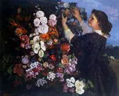 The Trellis or Woman with Flowers 1862 By Gustave Courbet