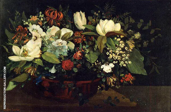 Basket of Flowers By Gustave Courbet