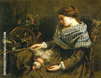 The Sleeping Spinner 1853 by Gustave Courbet | Oil Painting Reproduction