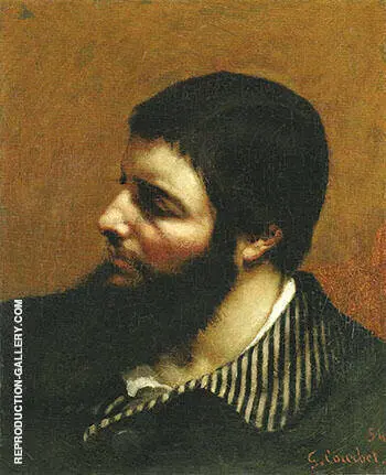 Self Portrait with Striped Collar 1854 By Gustave Courbet