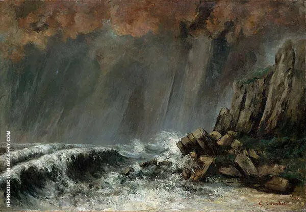 The Waterspout Etretat ca.1870 By Gustave Courbet