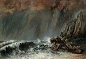 The Waterspout Etretat ca.1870 By Gustave Courbet