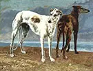 The Greyhounds of the Comte de Choiseul 1866 By Gustave Courbet