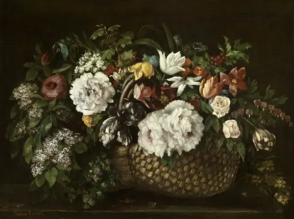 Flowers in a Basket 1863 By Gustave Courbet