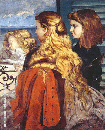 Three English Girls at a Window 1865 | Oil Painting Reproduction