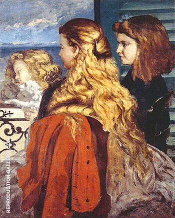 Three English Girls at a Window 1865 By Gustave Courbet