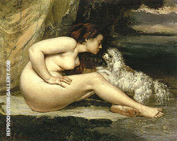 Woman with a Dog ca 1861-62 by Gustave Courbet | Oil Painting Reproduction
