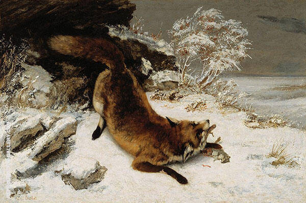 The Fox in the Snow 1860 by Gustave Courbet | Oil Painting Reproduction