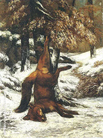 Dead Fox Hanging from a Tree in the Snow 1864 By Gustave Courbet