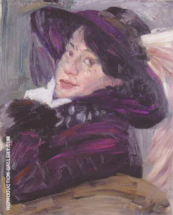 Portrait of a Lady with a Lilac Hat 1912 By Lovis Corinth