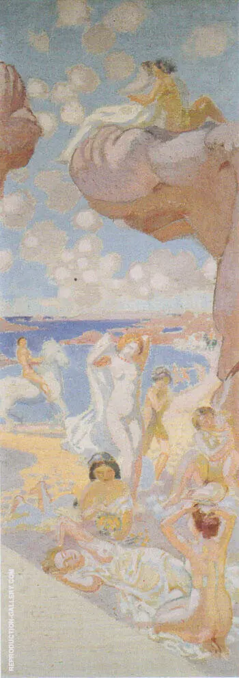 Plage au cheval blanc esquisse pour L'Age d'or 1912 By Maurice Denis