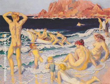 Plage au canot et a I'homme nu 1924 By Maurice Denis