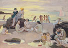 Plage a la mer jaune ou Plage au bateau rose 1927 By Maurice Denis