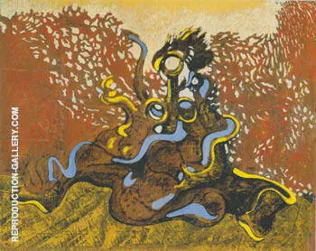 Couple etroitement enlace devant un mur de feu 1927 By Max Ernst