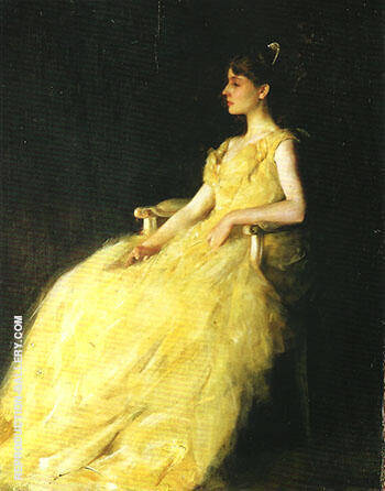 Lady in Yellow 1888 by Thomas Wilmer Dewing | Oil Painting Reproduction