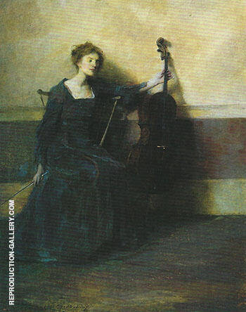 The Musician 1909 by Thomas Wilmer Dewing | Oil Painting Reproduction