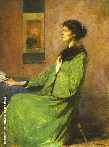 Portrait of a Lady Holding A Rose 1912 By Thomas Wilmer Dewing