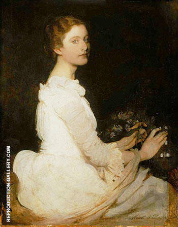 Girl in White 1888 by Abbott H Thayer | Oil Painting Reproduction