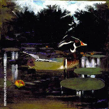 Male Wood Duck in a Forest Pool 1905-09 By Abbott H Thayer