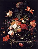 A Glass of Flowers and an Orange Twig 1660s By Abraham Mignon
