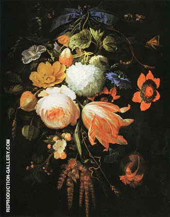 A Hanging Bouquet of Flowers c 1665-70 By Abraham Mignon